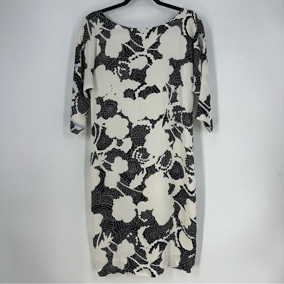 DIANE VON FURSTENBERG Maja Two Roses Line Silk Shift Dress Sz 6 - Picture 2 of 10